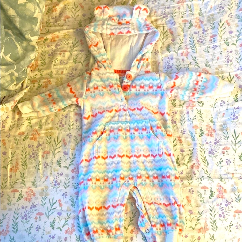 Carter's Colorful Patterned One Piece Fleece 3M - Picture 2 of 8
